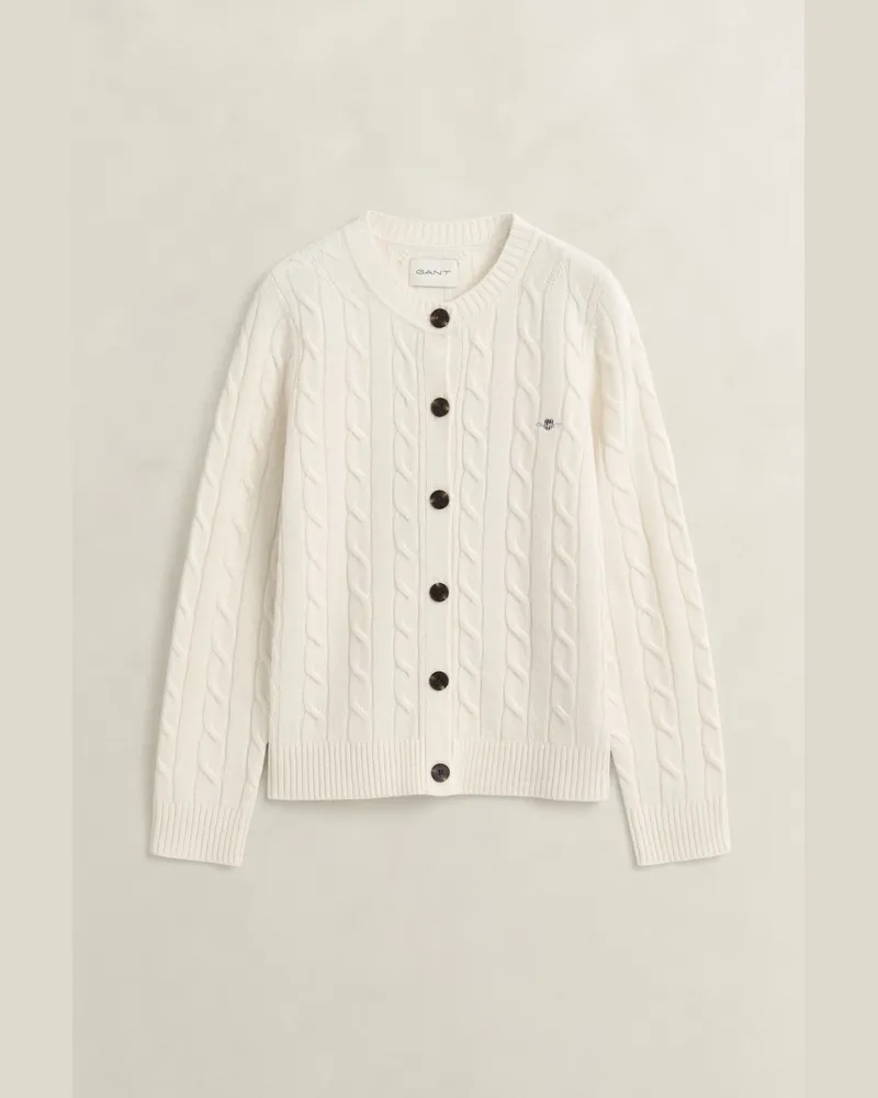 Gant Damen Zopfstrick Strickjacke aus Lambswool CREAM Cream