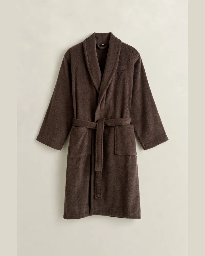 Gant Wohnaccessoires Bestickter Bademantel DEEP Braun Deep