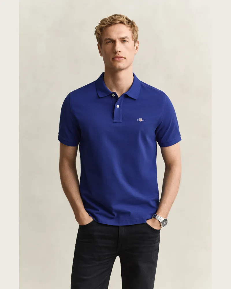 Gant Herren Classic Regular Fit Poloshirt CRISP Blau Crisp