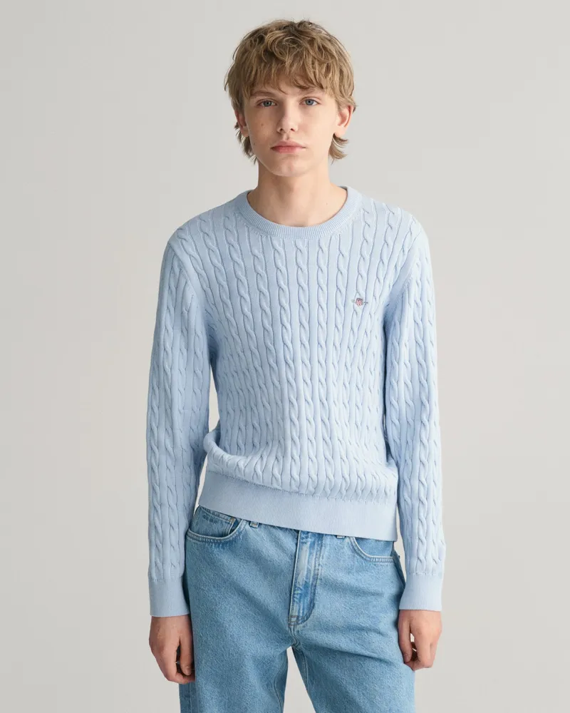 Gant Teens Teens Shield Zopfstrick Rundhalspullover aus Baumwolle 