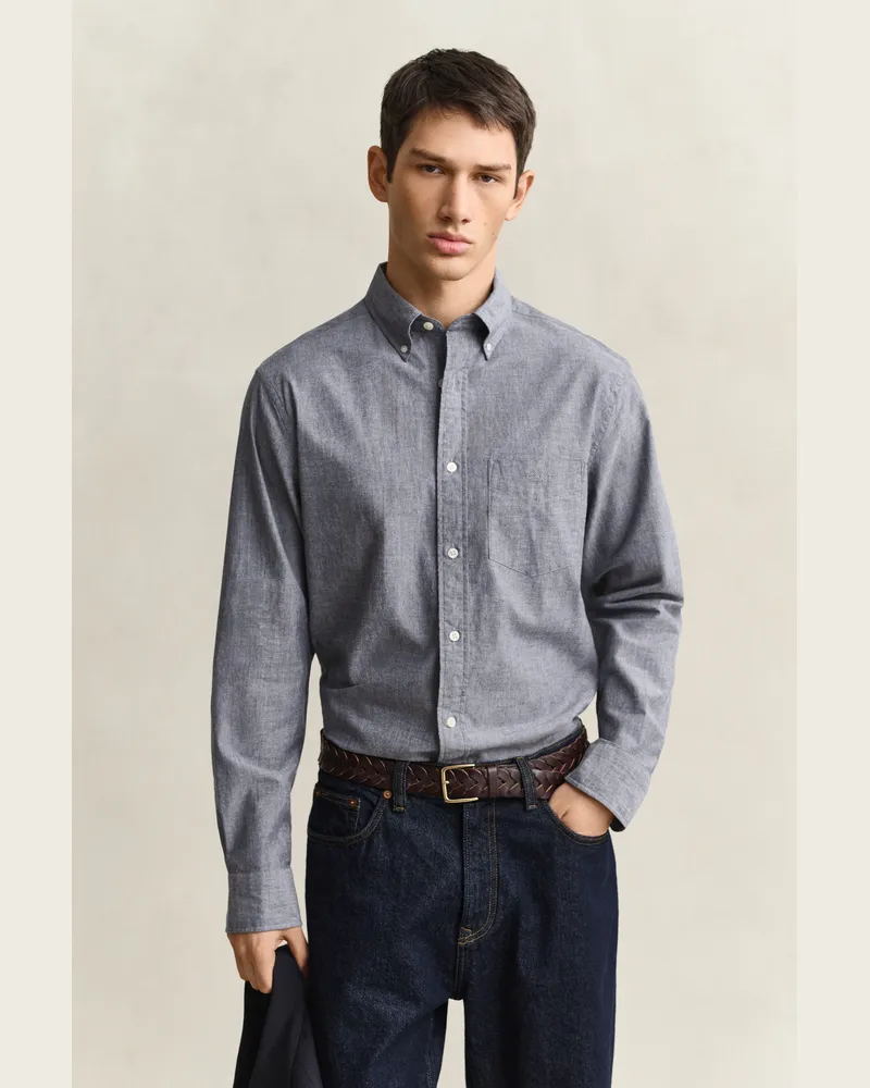 Gant Herren Meliertes Archive Popeline-Hemd DARK INDIGO MELANGE Dark