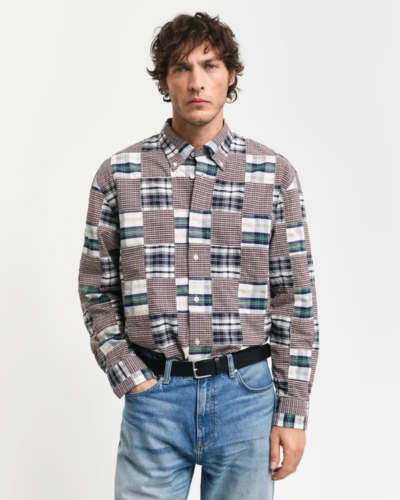 Gant Herren Remake Relaxed Fit Patchwork Hemd 