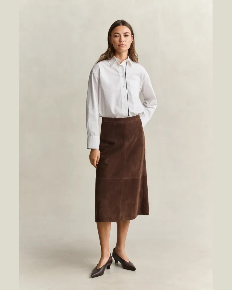 Gant Damen Ausgestellter Velourslederrock DEEP Braun Deep