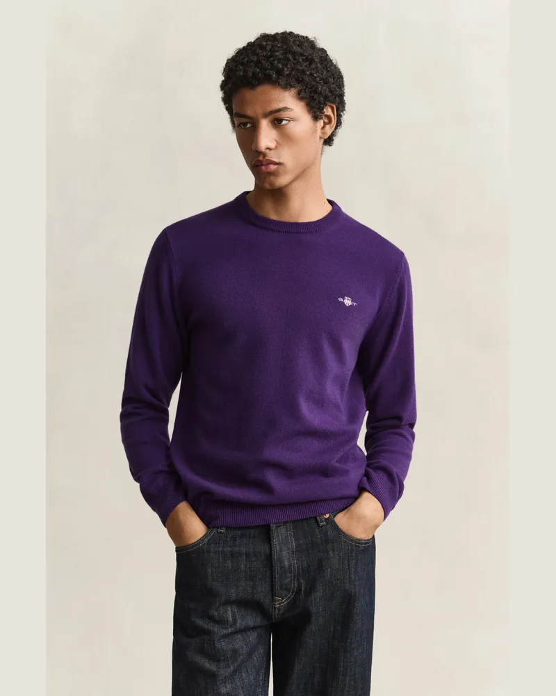 Gant Herren Rundhalspullover aus Lambswool PANSY PURPLE Pansy