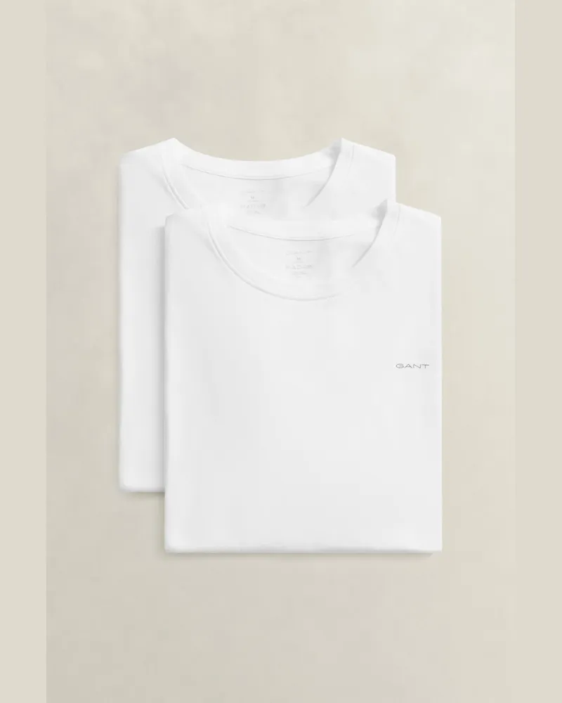 Gant Herren 2er-Pack Rundhals-T-Shirts Weiß Weiß