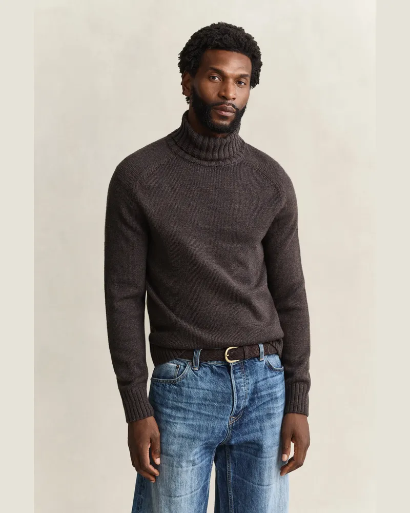 Gant Herren Rollkragenpullover aus Mouliné-Wollgemisch EVENING Blau Evening