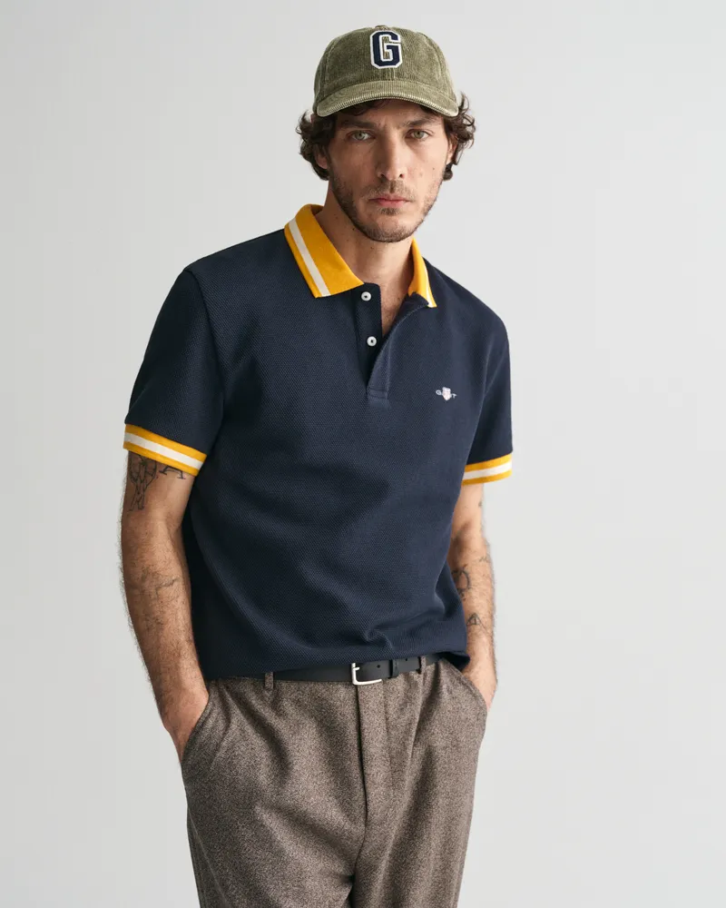 Gant Herren Piqué-Poloshirt mit Popcorn-Struktur 