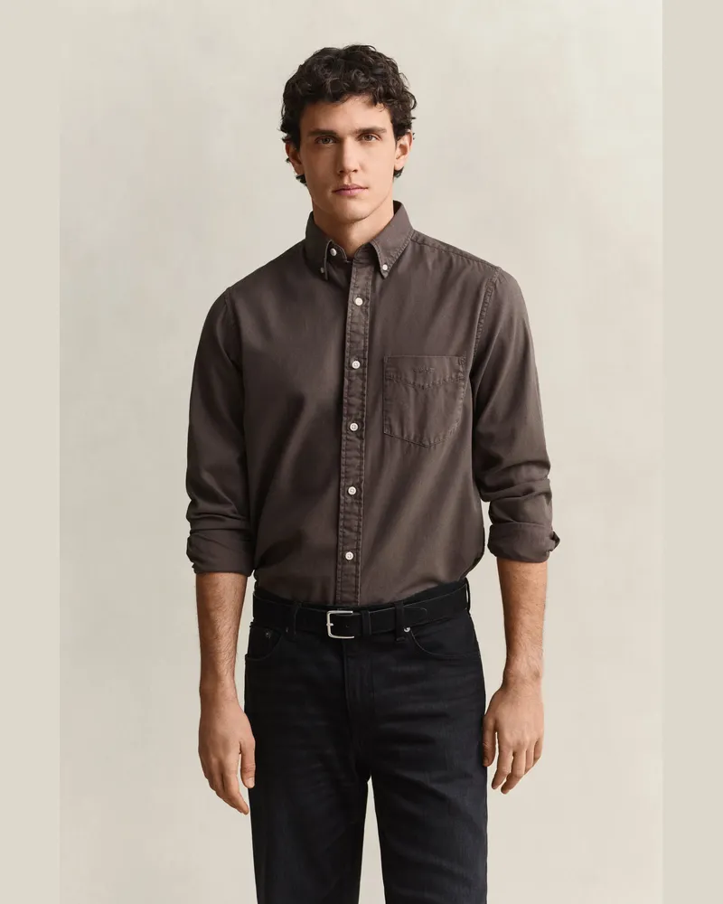 Gant Herren Regular Fit Twillhemd SHADOW Braun Shadow