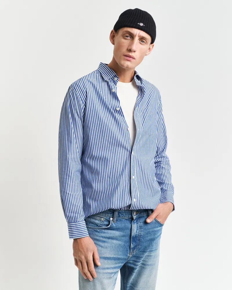 Gant Herren Regular Fit Classic Popeline Bluse mit Streifen 