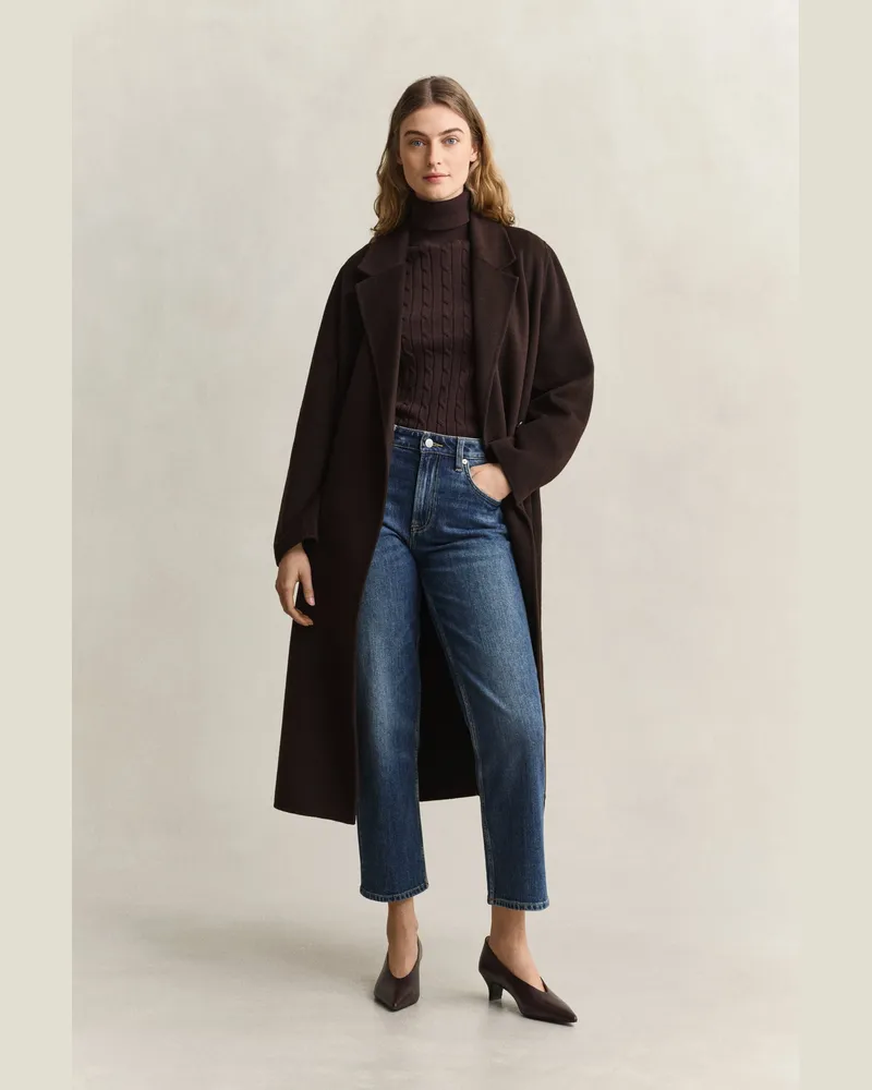 Gant Damen Handgenähter Mantel mit Gürtel DEEP Braun Deep
