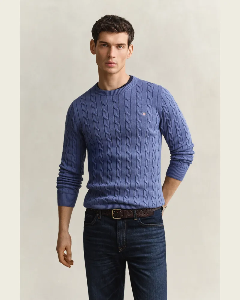 Gant Herren Classic Zopfstrickpullover Blau HORIZON Blau
