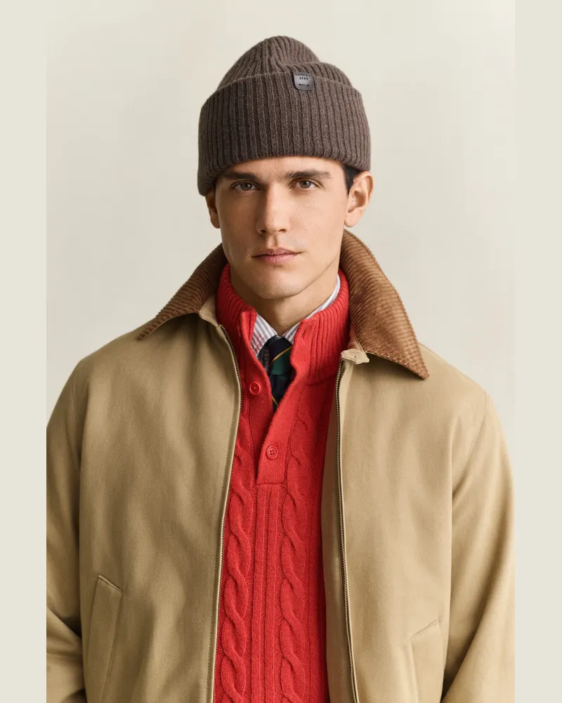 Gant Herren Beanie aus Lambswool SHADOW Braun Shadow