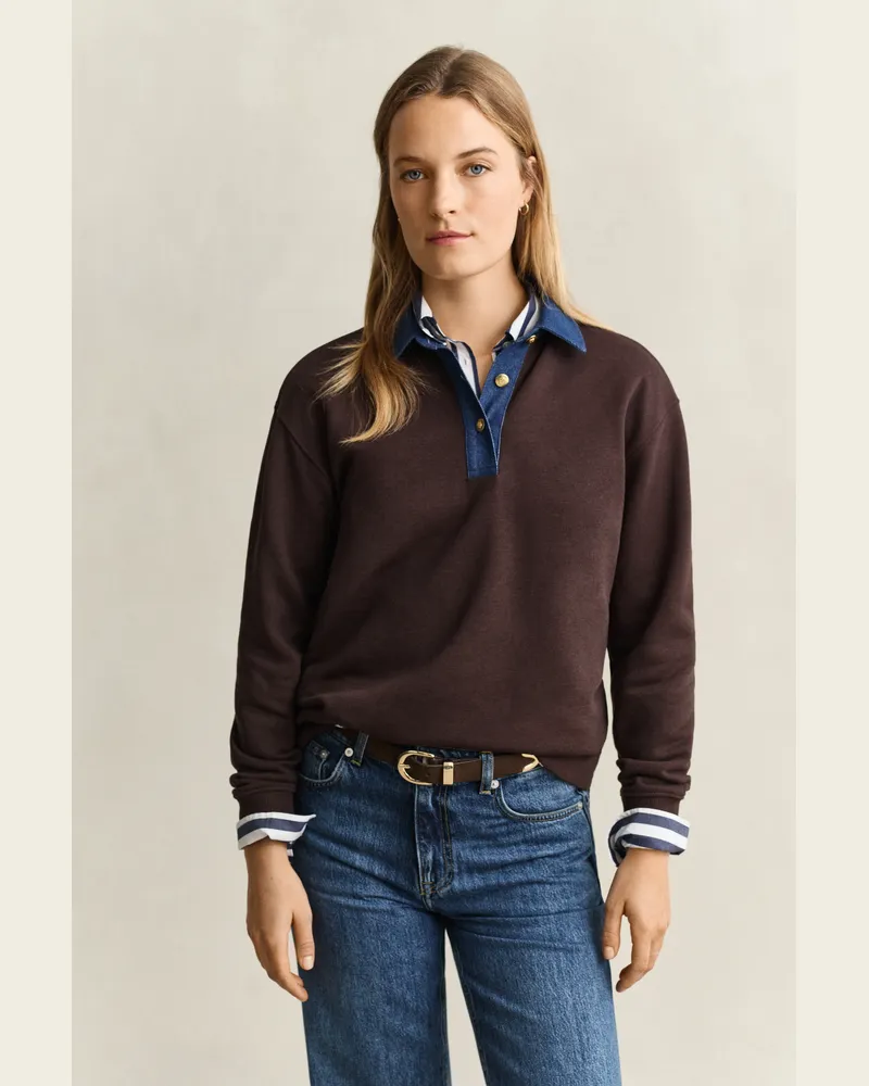 Gant Damen Heavy Rugger mit Jeanskragen DEEP Braun Deep