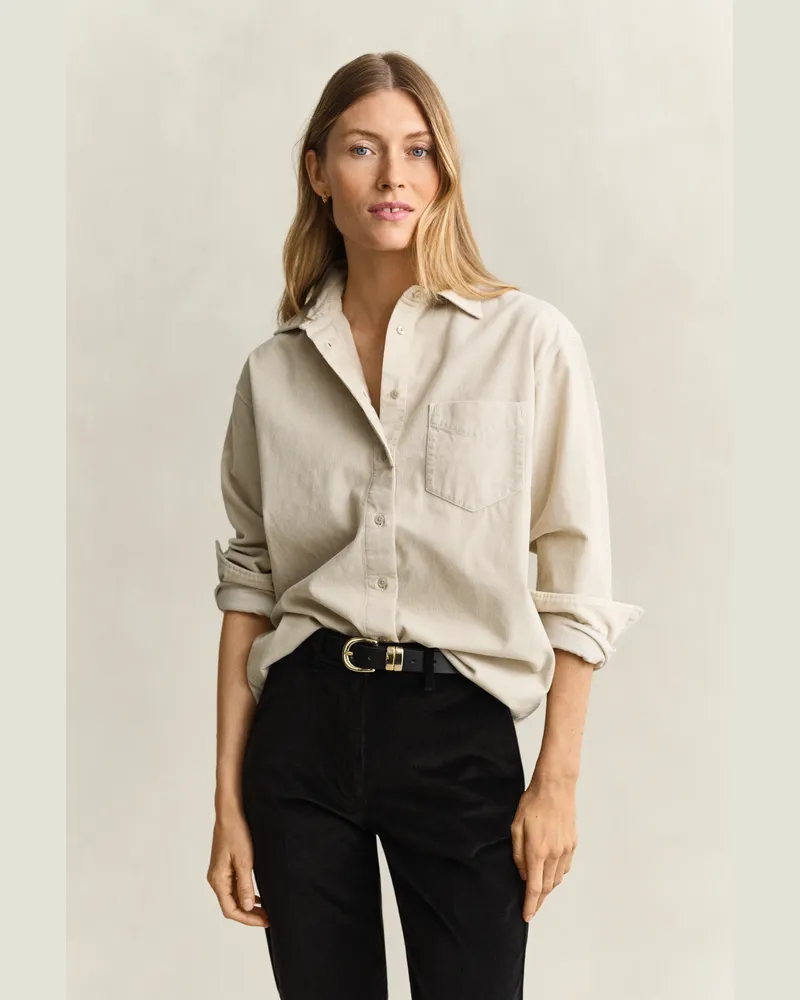 Gant Damen Relaxed Fit Cordbluse CLAY BEIGE Clay