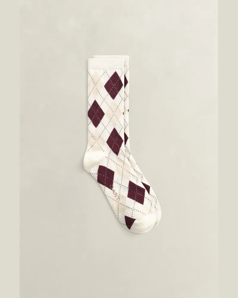 Gant Damen Argyle Socken mit Karomuster EGGSHELL Eggshell
