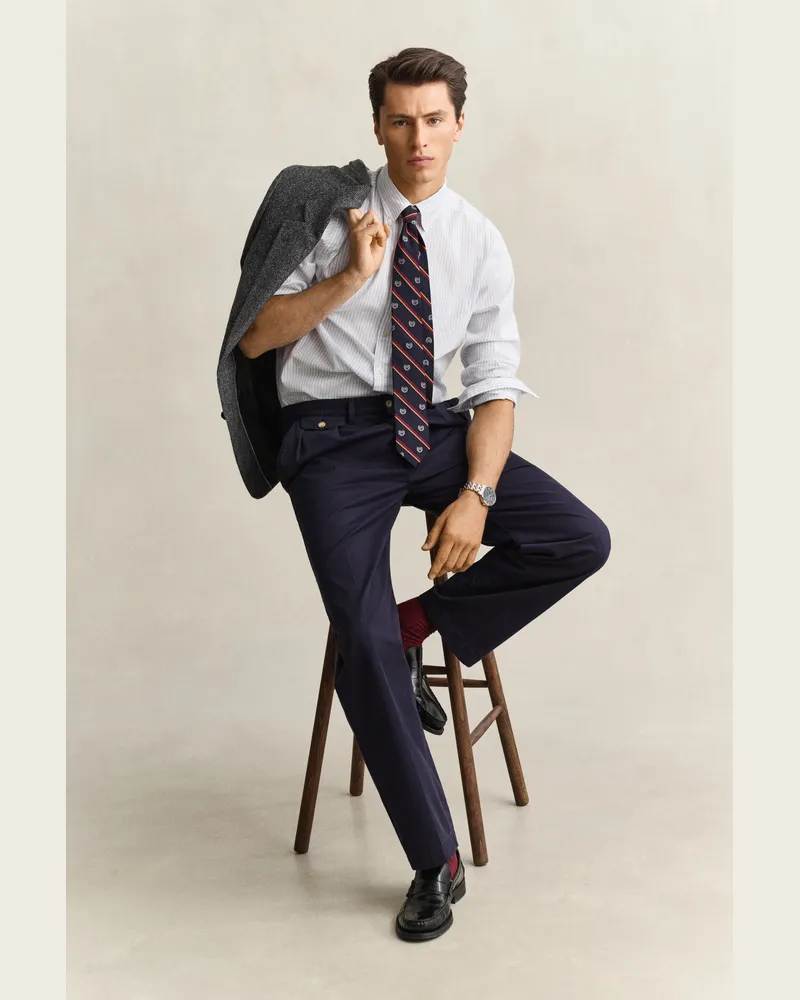 Gant Herren Gant x Yale Oxford-Hemd mit Streifen LIGHT Blau Light