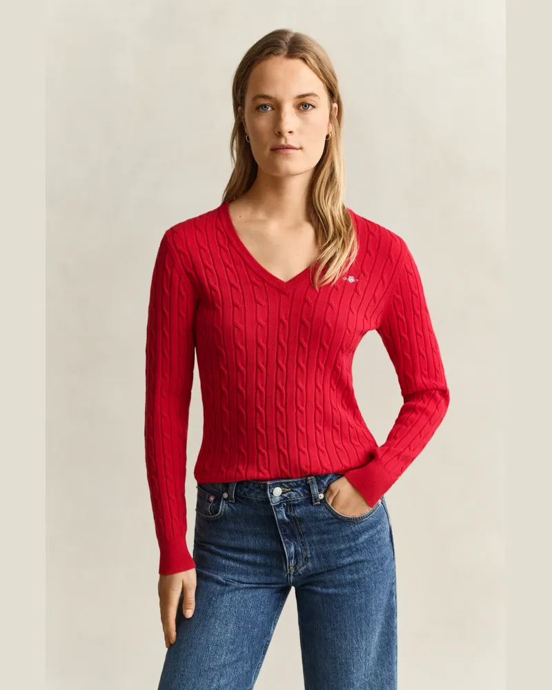 Gant Damen Classic Zopfstrickpullover RUBY Rot Ruby