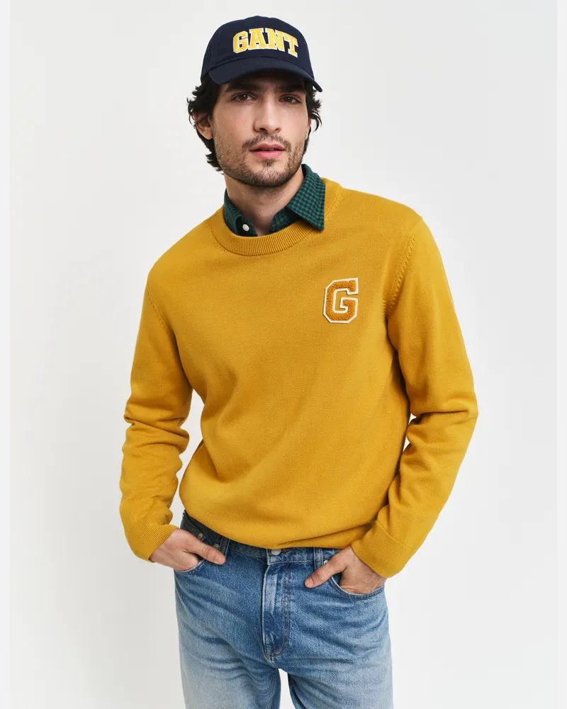 Gant Herren Rundhalspullover mit Badge 