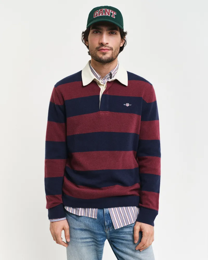 Gant Herren Gestreifter Rugger aus extrafeiner Lambswool 