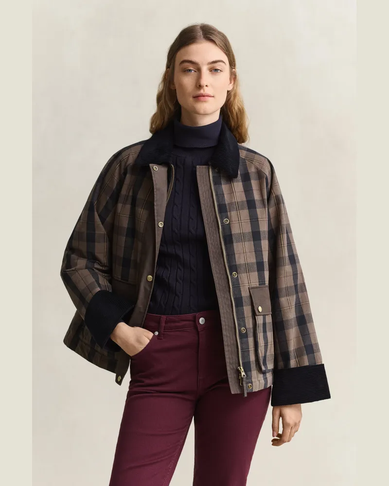 Gant Damen Gewachste Karojacke FADED TAUPE Faded
