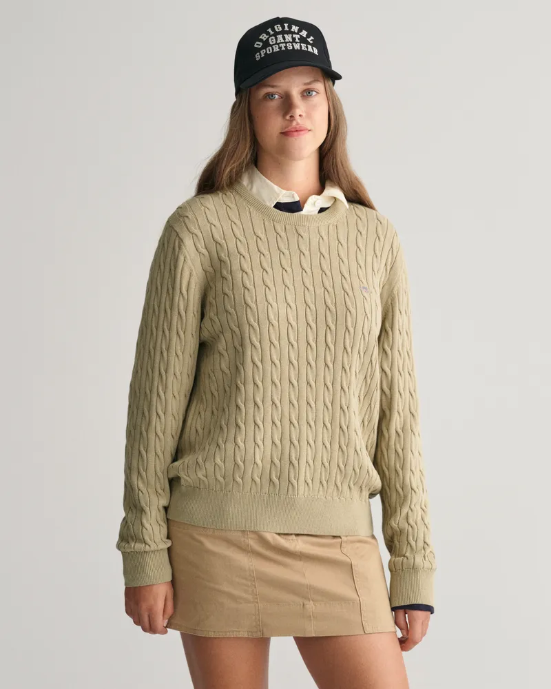Gant Teens Teens Shield Zopfstrick Rundhalspullover aus Baumwolle 