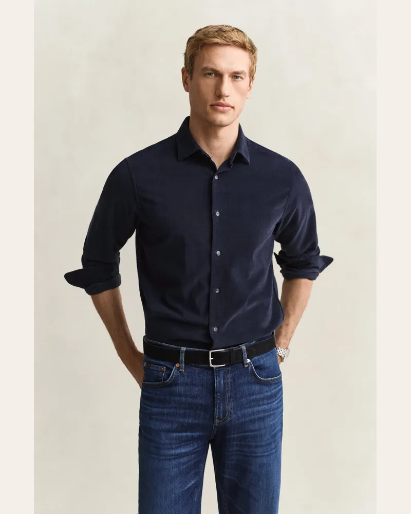 Gant Herren Cordhemd EVENING Blau Evening
