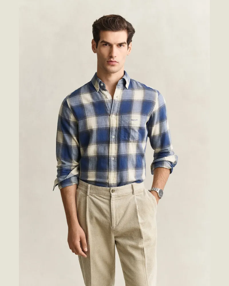 Gant Herren Windblown Flanel Karohemd Blau HORIZON Blau