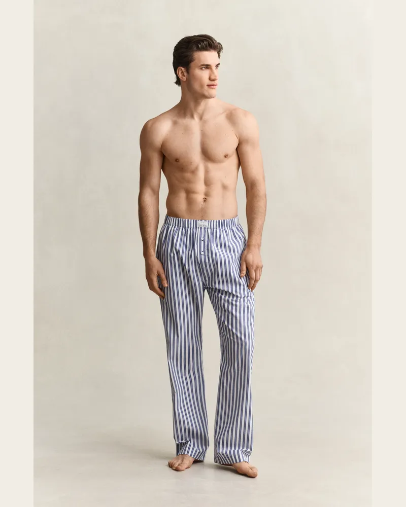 Gant Herren Gestreifte Pyjamahose COLLEGE Blau College