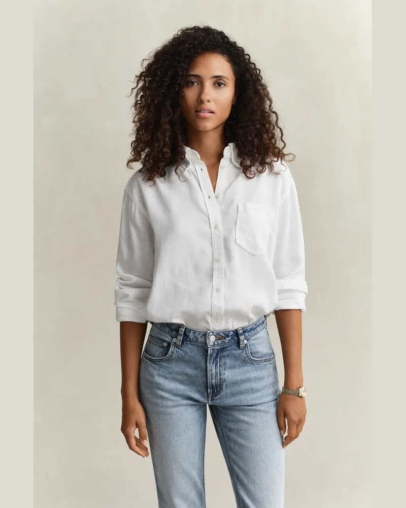Gant Damen Indigo Bluse Weiß Weiß