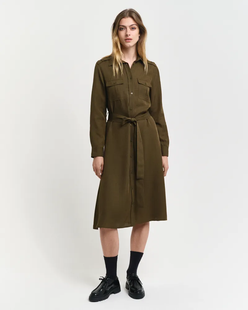 Gant Damen Hemdblusenkleid mit Tasche 