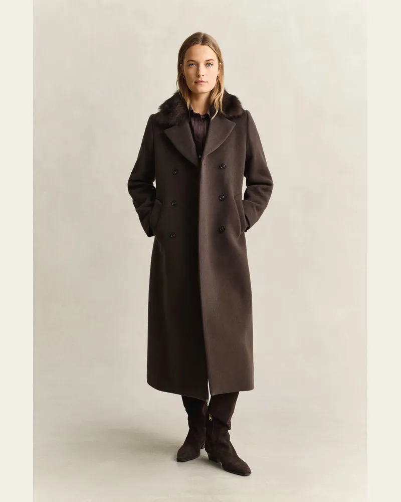 Gant Damen Mantel mit Shearling-Kragen DEEP Braun Deep