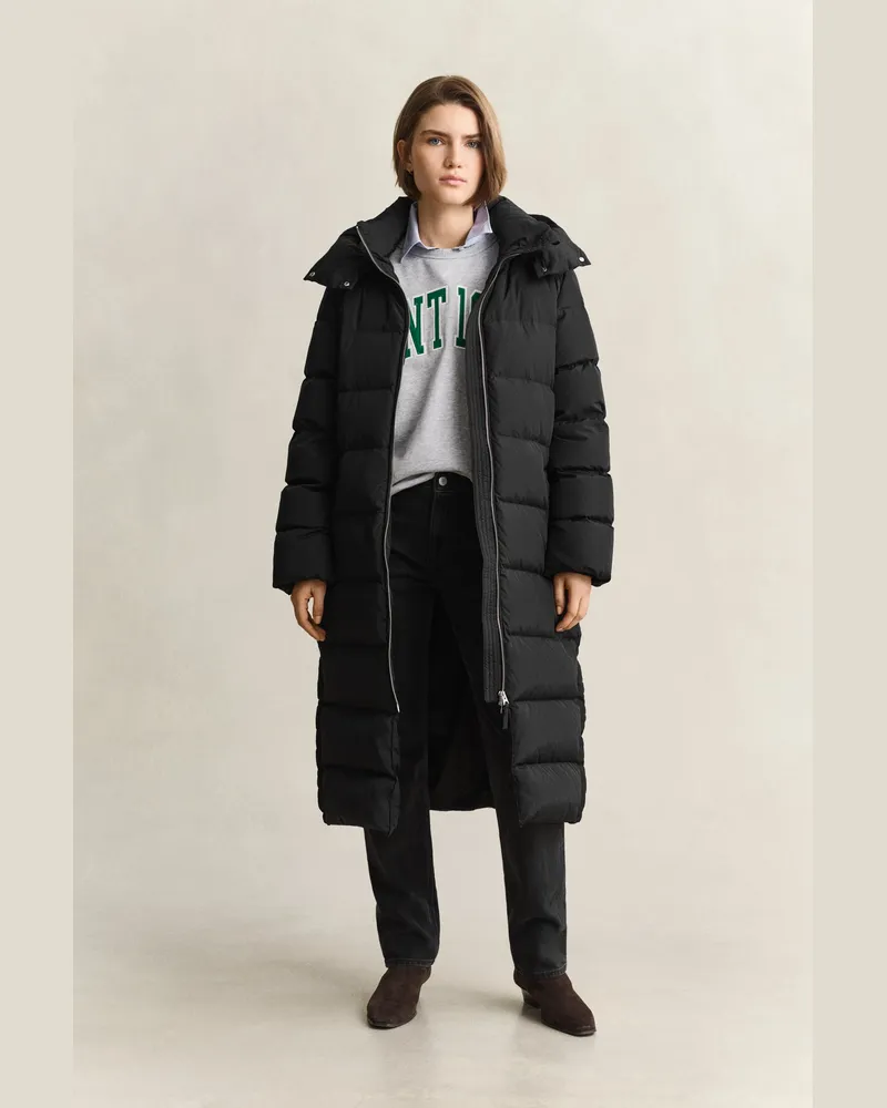 Gant Damen Langer Daunenmantel Schwarz Schwarz