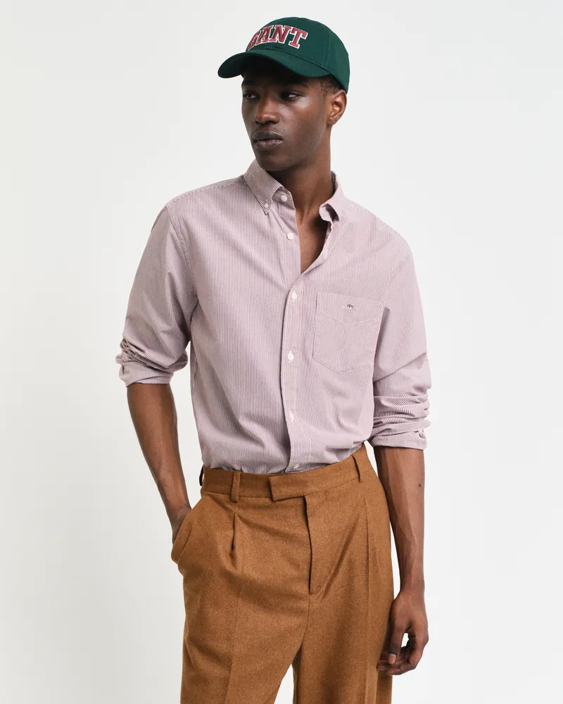 Gant Herren Regular Fit Popeline Hemd mit Banker-Streifen 