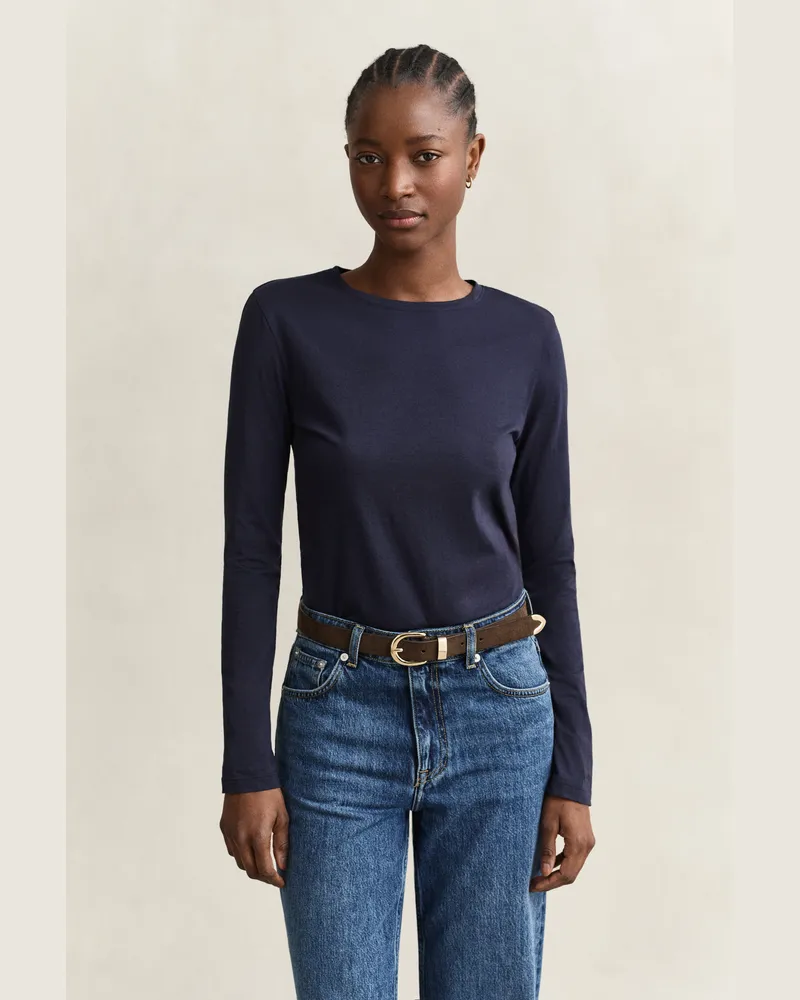 Gant Damen Leichtes Langarmshirt aus Baumwolle EVENING Blau Evening