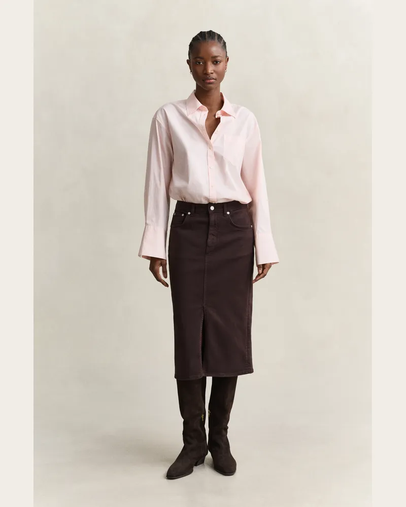 Gant Damen Farbiger Bleistiftrock aus Twill DEEP Braun Deep