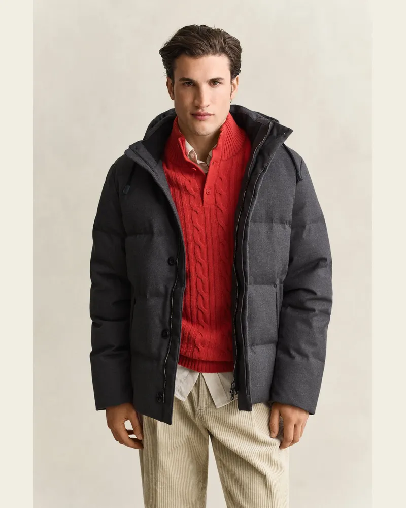 Gant Herren Flanelldaunenjacke Schwarz Grau Schwarz