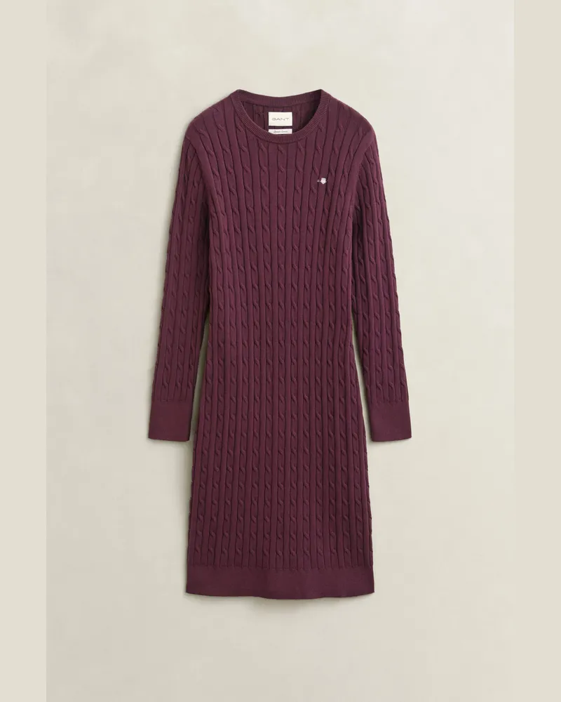 Gant Damen Zopfstrick Rundhalskleid aus Baumwollstretch DARKENED WINE Darkened