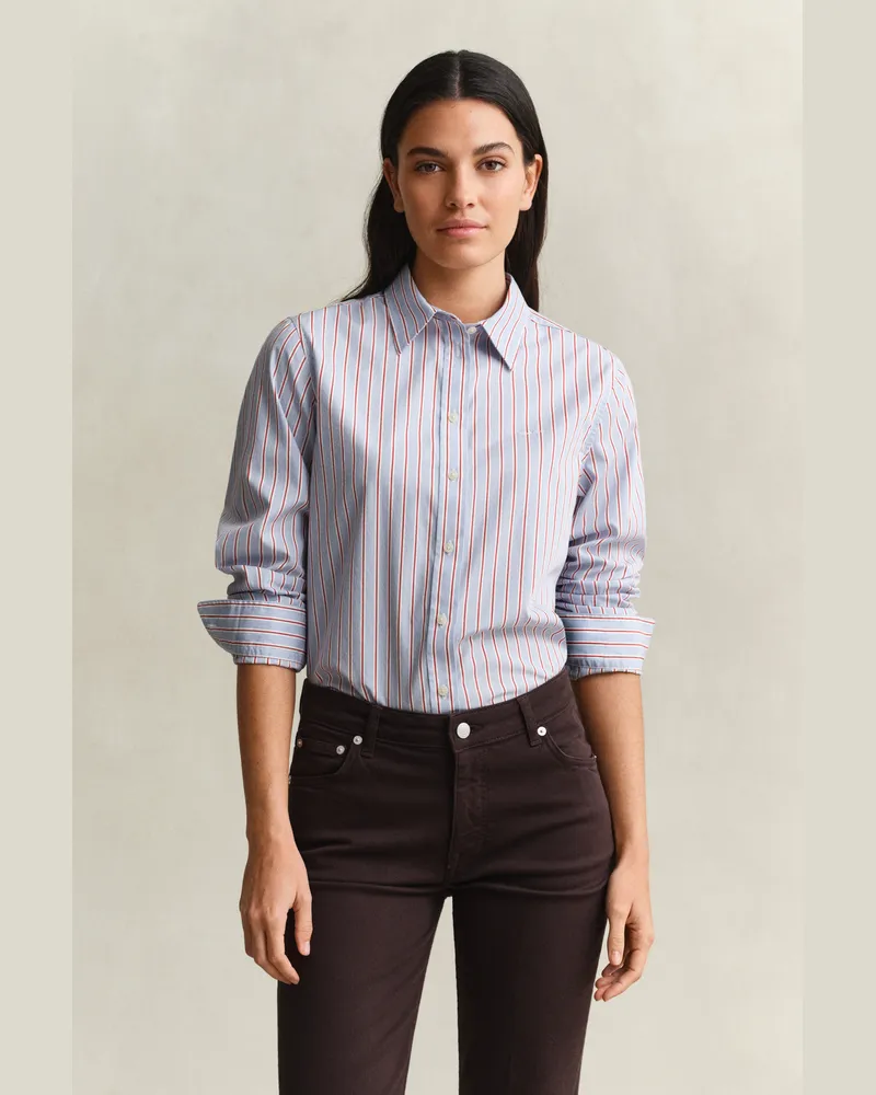 Gant Damen Regular Fit Classic Popeline-Bluse mit Streifen LIGHT Blau WATERS Light