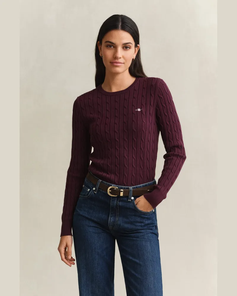 Gant Damen Classic Zopfstrickpullover DARKENED WINE Darkened