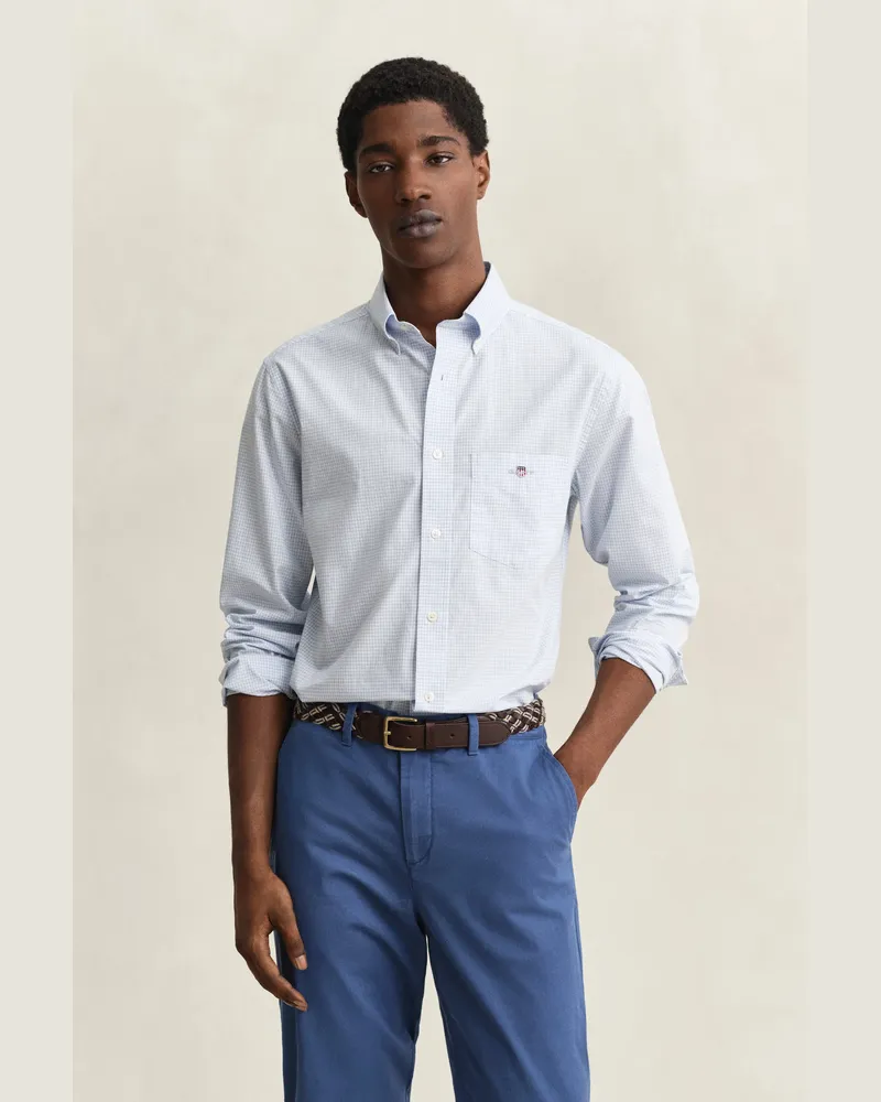 Gant Herren Gingham Classic Popeline Hemd LIGHT Blau Light