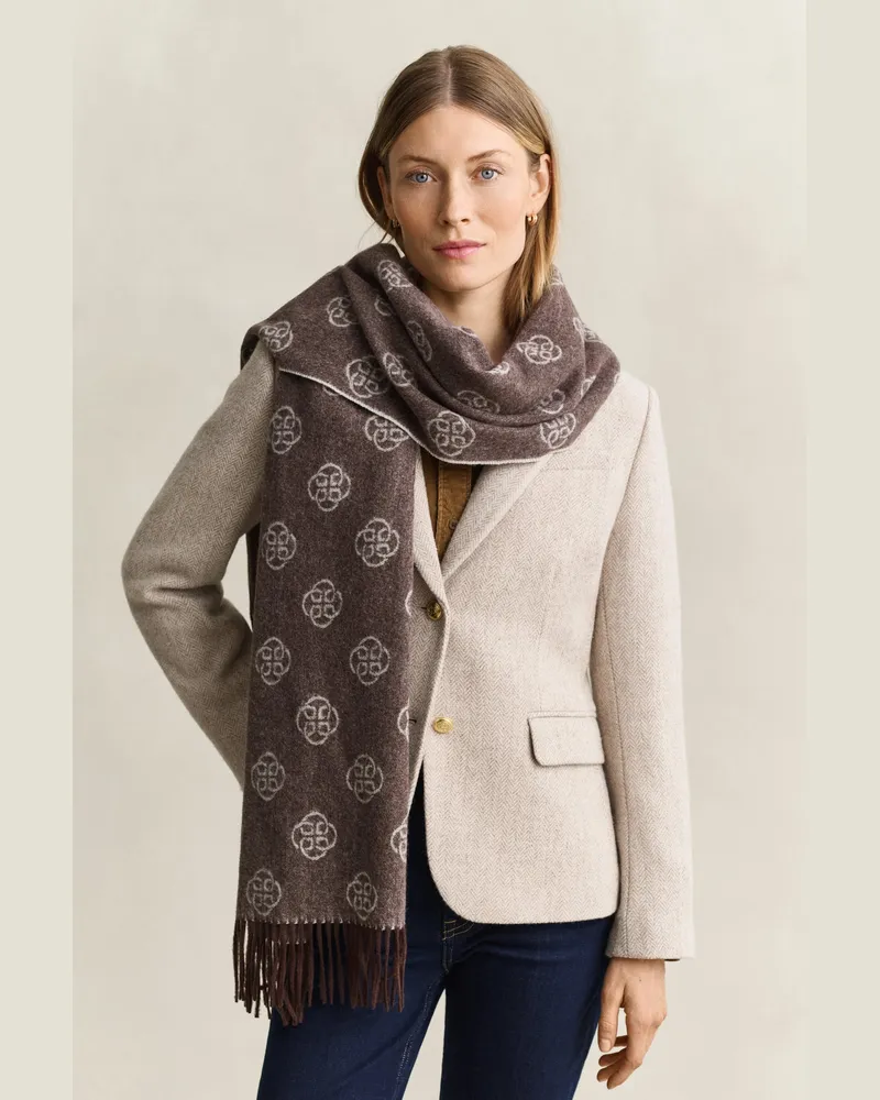 Gant Damen Monogram Wollschal DEEP Braun Deep