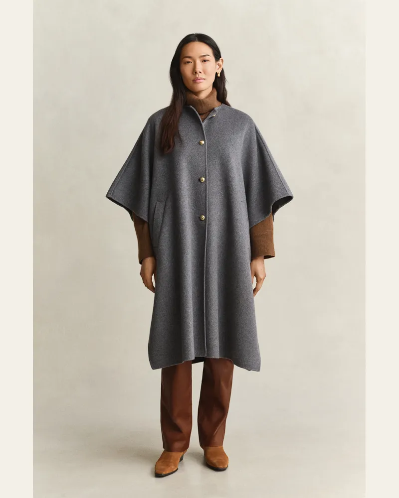 Gant Damen Handgenähter Cape-Mantel CHARCOAL MELANGE Charcoal