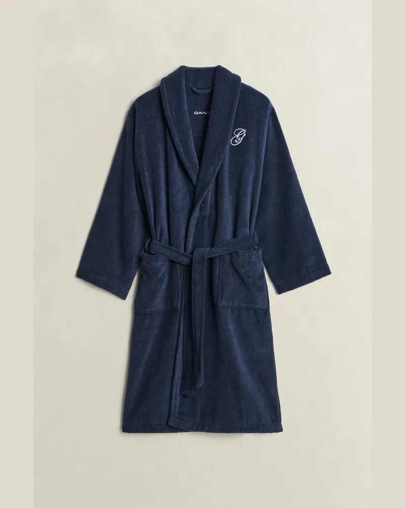 Gant Wohnaccessoires Bestickter Bademantel MARINE Marine