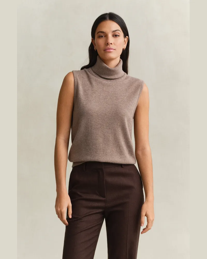 Gant Damen Ärmelloser Rollkragenpullover DK SAND MELANGE Dk