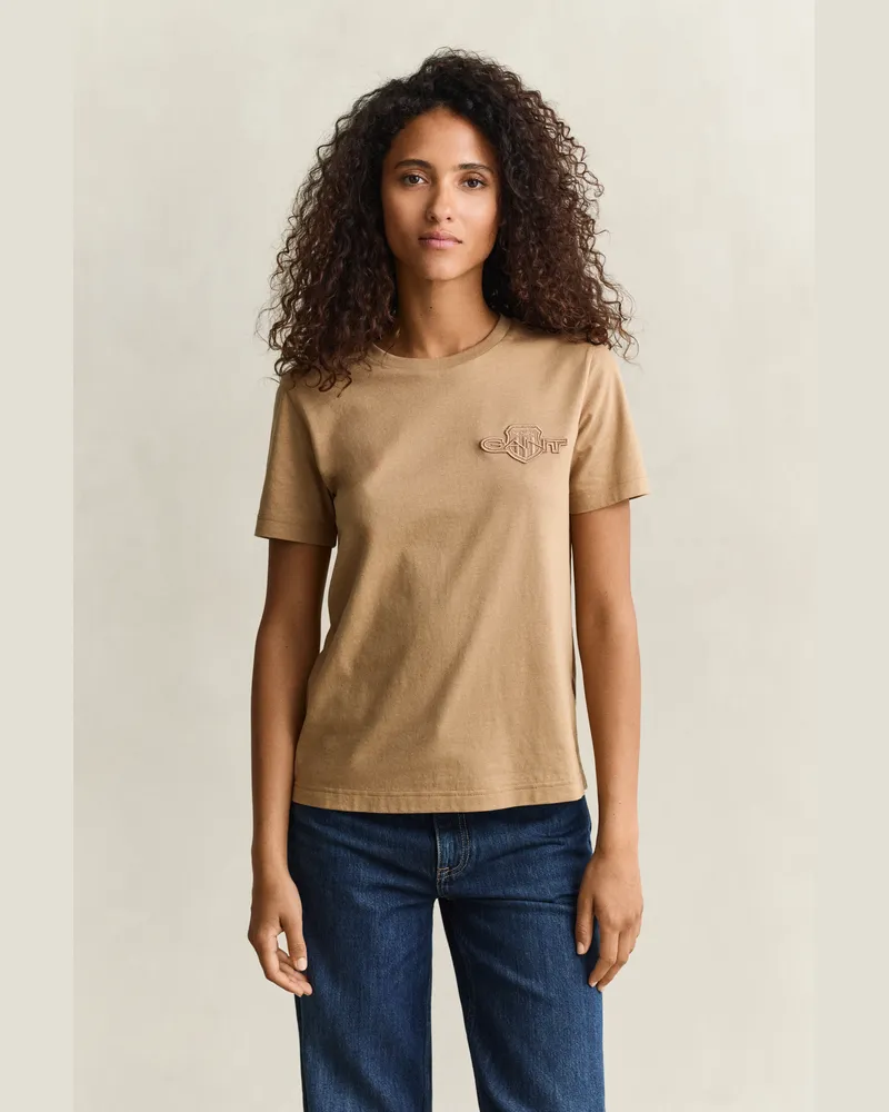 Gant Damen Tonal Shield T-Shirt WARM KHAKI Warm