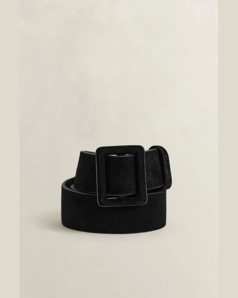Gant Damen Gürtel aus Veloursleder Schwarz Schwarz