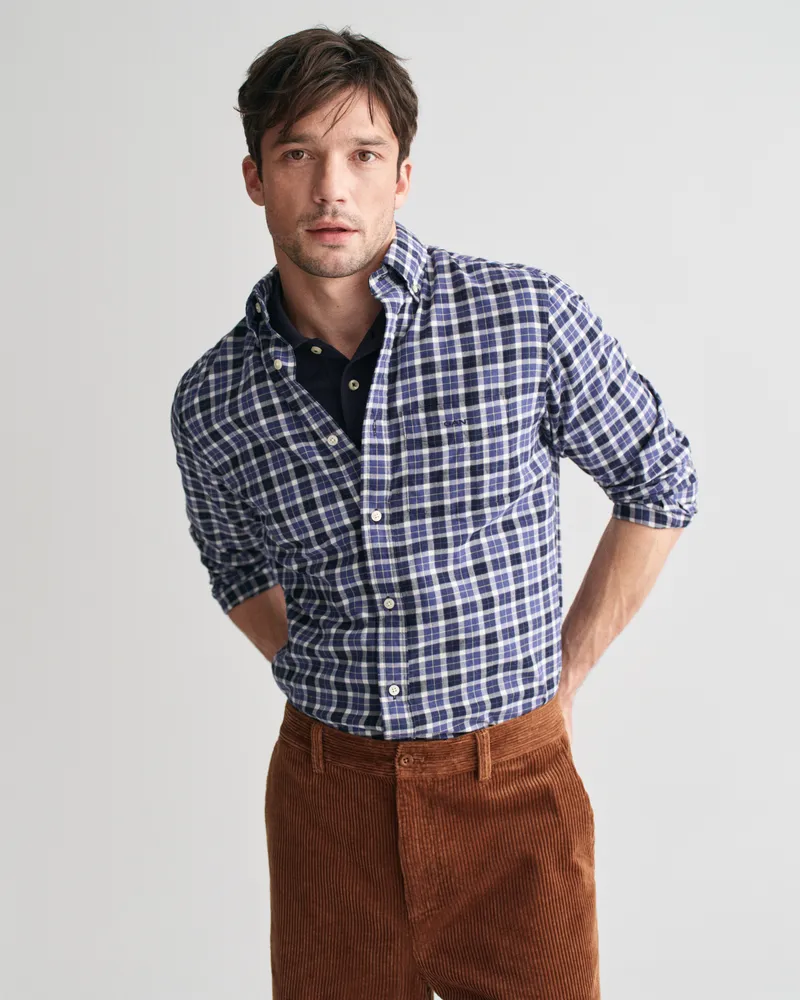 Gant Herren Leichtes Regular Fit Twill Hemd mit Karomuster 