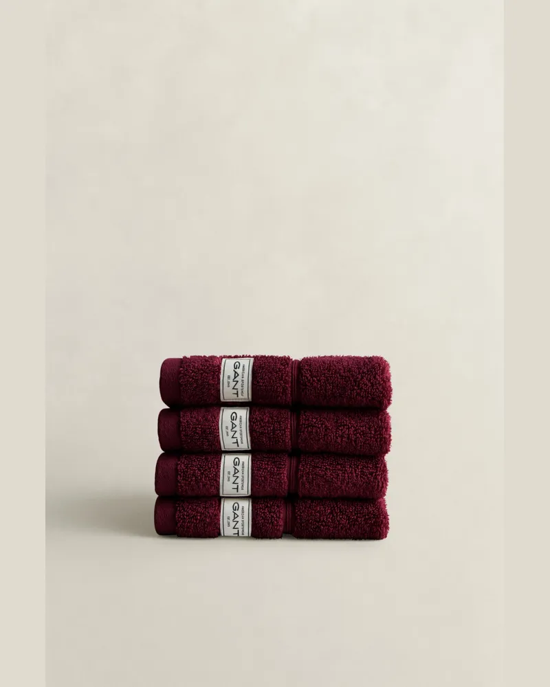 Gant Wohnaccessoires Premium Handtücher 30 x 30 im 4er-Pack DARKENED WINE Darkened