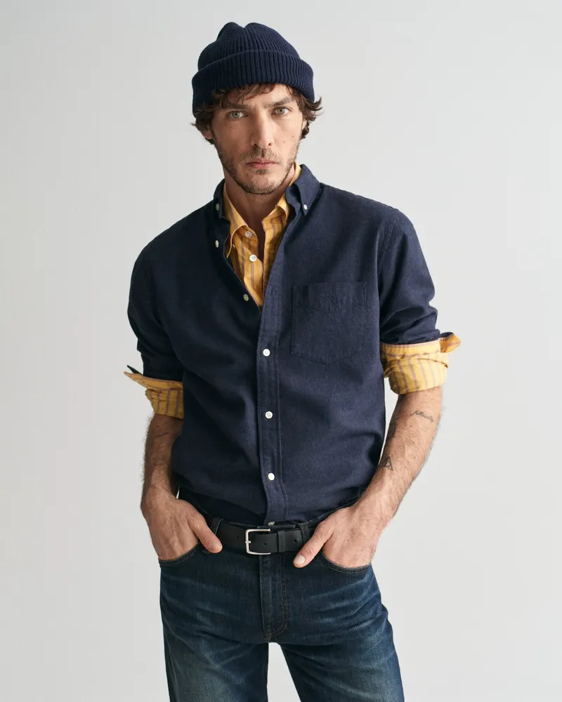 Gant Herren Regular Fit Melange Flanellhemd 