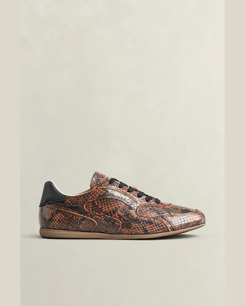 Gant Damen Sperly Ledersneaker in Schlangenlederoptik DARK Braun Dark